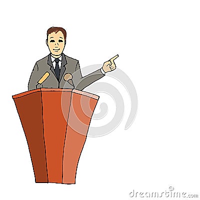 chief behind the podium. empty space for copying and pasting text. vector contour image isolated on a Vector Illustration