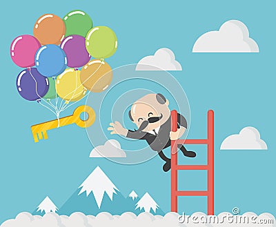 Chief business man is Try to pick up the keys to success that ar Vector Illustration