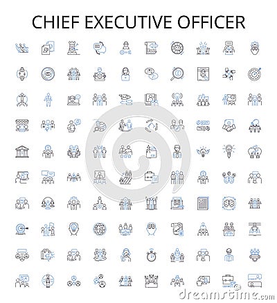 Chief Executive Officer outline icons collection. CEO, Chief, Executive, Officer, Manager, Leader, Director vector Vector Illustration