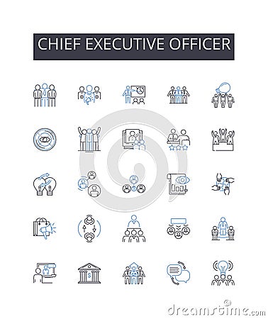 Chief Executive Officer line icons collection. President Elect, Senior Manager, Managing Director, General Counsel Vector Illustration