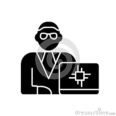 Chief technology officer black glyph icon Vector Illustration