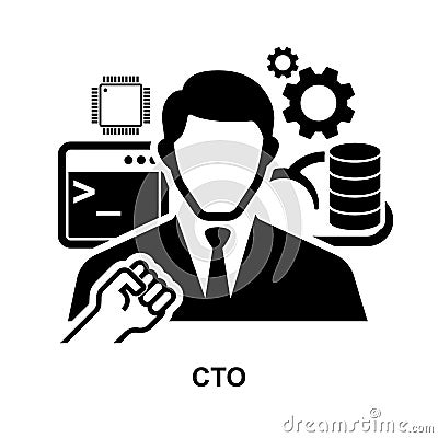 Chief technology officer icon, CTO icon. Business concept background Vector Illustration