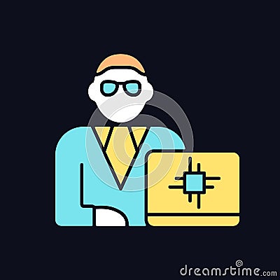 Chief technology officer RGB color icon for dark theme Vector Illustration