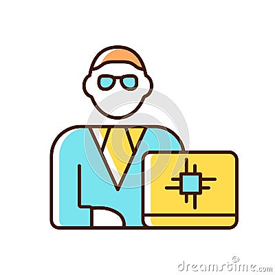 Chief technology officer RGB color icon Vector Illustration