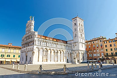 Chiesa di San Michele in Foro St Michael Roman Catholic church basilica on Piazza San Michele square in Lucca Stock Photo