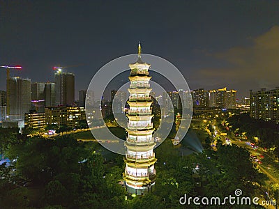 Chigang Pagoda in the evening, Guangzhou Stock Photo