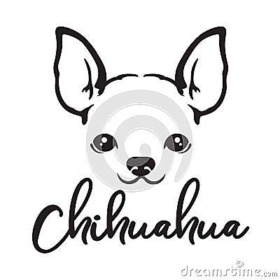 Chihuahua Dog Face Line Art Vector Illustration