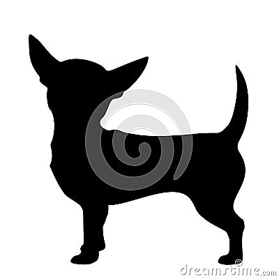 Chihuahua dog. Vector black silhouette. Vector Illustration