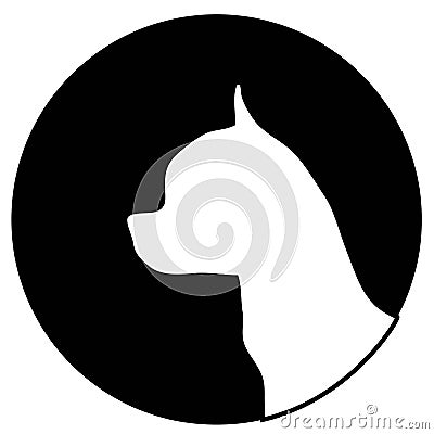 Chihuahua dog white head in black round vector silhouette Vector Illustration