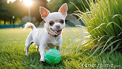 Chihuahua Puppy Playing Outdoors Stock Photo