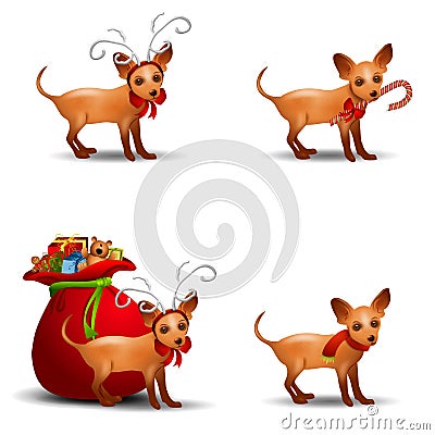 Chihuahua Reindeer Cartoon Illustration