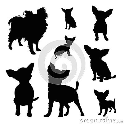 Chihuahua silhouette illustration set Vector Illustration