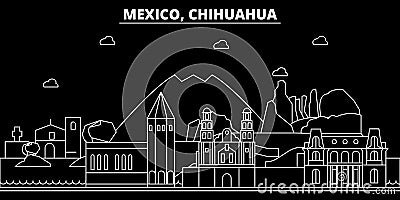 Chihuahua silhouette skyline. Mexico - Chihuahua vector city, mexican linear architecture, buildings. Chihuahua travel Vector Illustration