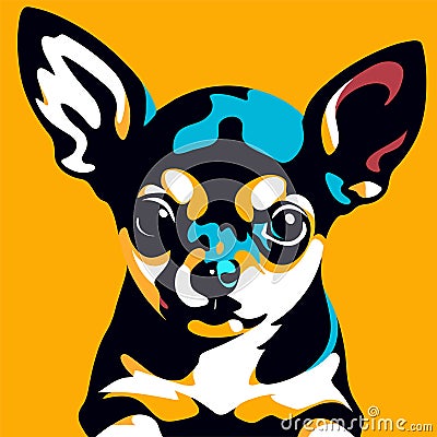 Chihuahua vector illustration on yellow background. Vector illustration. AI Generated Vector Illustration
