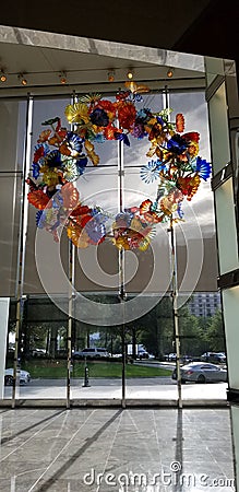 Chihuly Glass Sculpture Wreath of Flowers Editorial Stock Photo