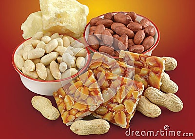 Chikki, Indian traditional and popular sweet, is made from peanuts and jaggery, Til Chiki, Peanuts Chikki Stock Photo