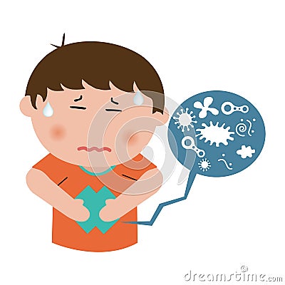 Child abdominal pain Vector Illustration