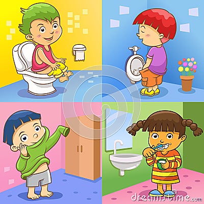 Child daily activities Vector Illustration