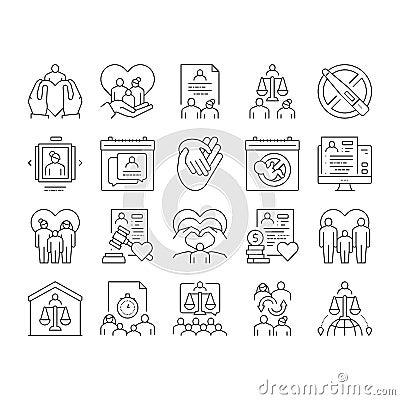 Child Adoption Care Collection Icons Set Vector . Vector Illustration