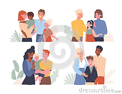 Child adoption scenes Vector Illustration