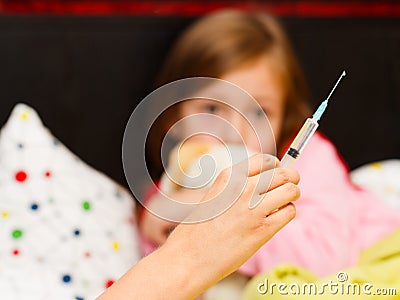 Child Afraid of Needle Stock Photo