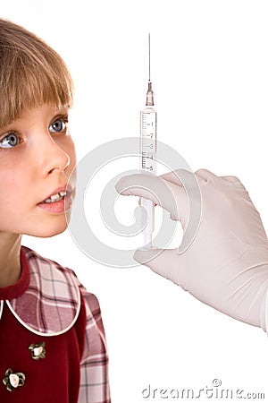 Child afraid to do inoculation. Stock Photo