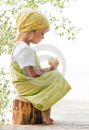 Child with apple Stock Photo