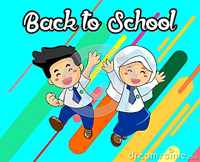 The Child Back to School Vector Design Stock Photo