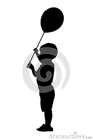 Child with ball silhouette Stock Photo