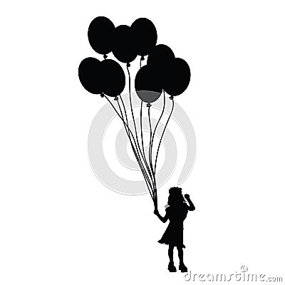 Child With Balloon Silhouette Illustration Stock Vector - Image: 68845333