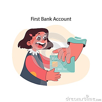 Child Banking concept. Flat vector illustration. Cartoon Illustration
