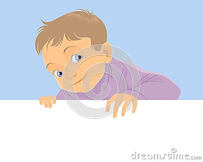 Child with banner Vector Illustration