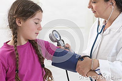 Child blood pressure measure Stock Photo