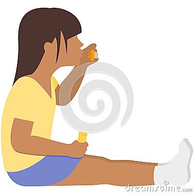 Child blow soap bubble vector, girl play cartoon Vector Illustration