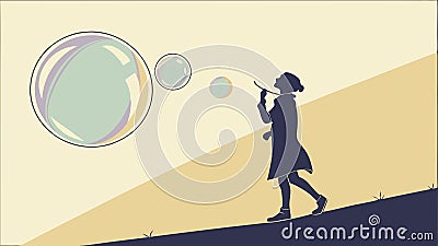 Child blowing bubbles, playful scene in vector illustration vector design Generative AI Vector Illustration