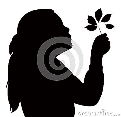 A child blowing out leaves Vector Illustration