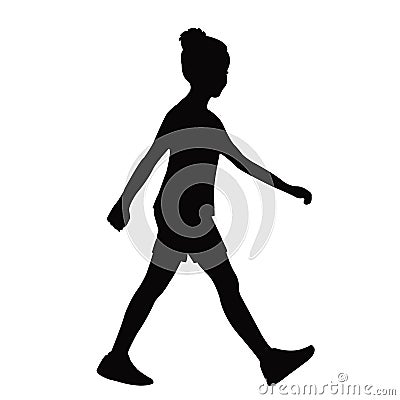 A child body walking black color silhouette vector Vector Illustration