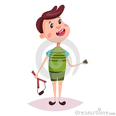 Child or boy, young man with slingshot Vector Illustration