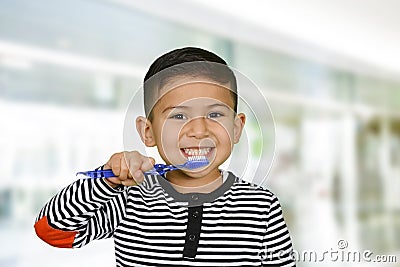 Child Brushing Teeth Stock Photo