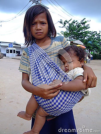 Child on Cambodian Thai border. Editorial Stock Photo