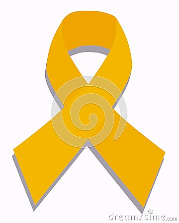 Child cancer yellow ribbon or remember our troops Vector Illustration