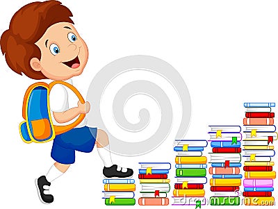 Child cartoon climbing stairs Vector Illustration