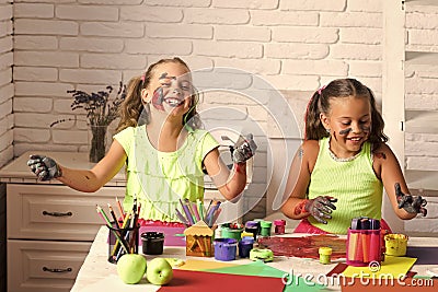 Child Childhood Children Happiness Concept. Arts and crafts Stock Photo