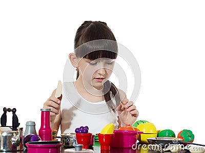Child cooking Stock Photo