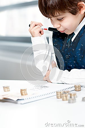 Child counting money Stock Photo