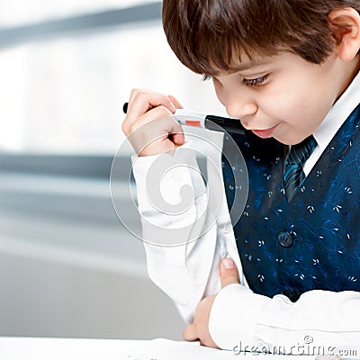 Child counting money Stock Photo