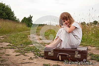 Child in countryside Stock Photo