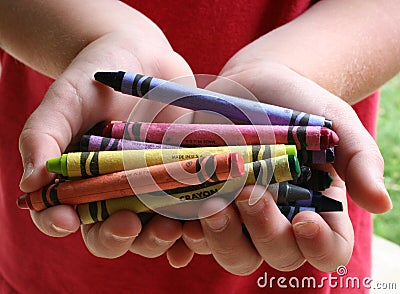 Child and crayons Stock Photo