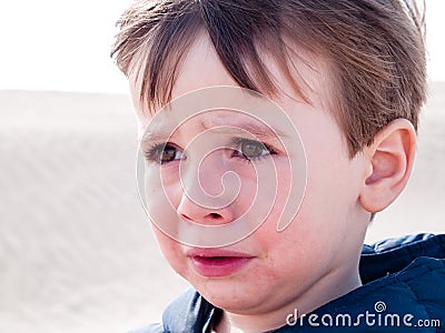 child cry on th desert Stock Photo