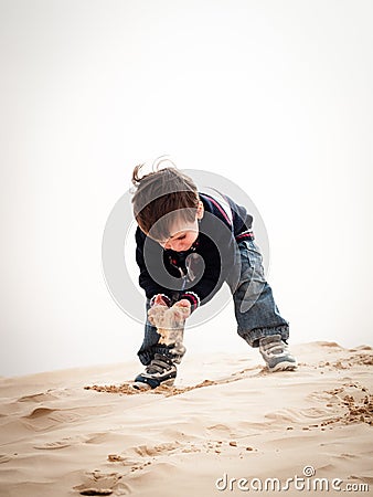 Child at desert Stock Photo